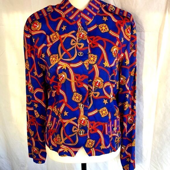 Vintage Ali Miles rayon blouse size 12 - Picture 1 of 12